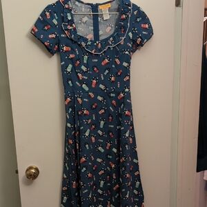Bernie Dexter Blue Dress with Rocket Design